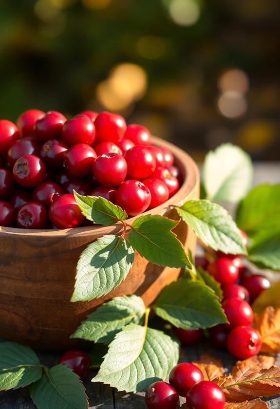 harvesting tart red berries