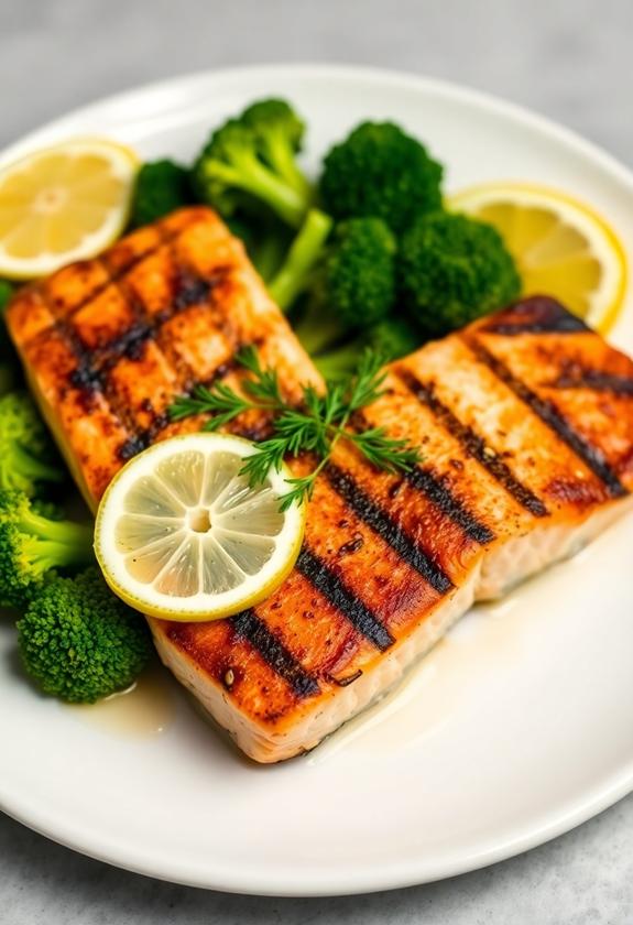 healthy salmon broccoli meal