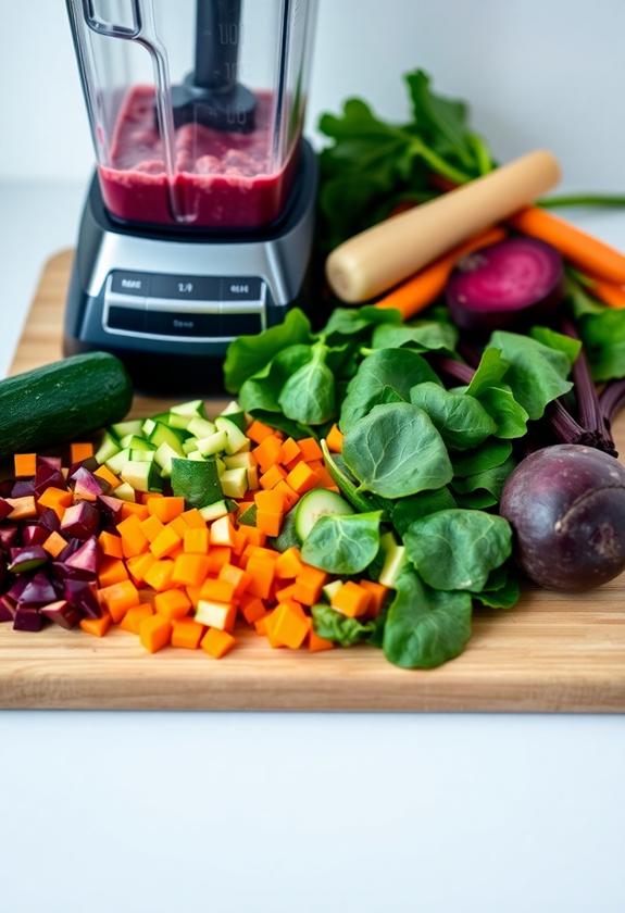 preparing veggies for smoothies