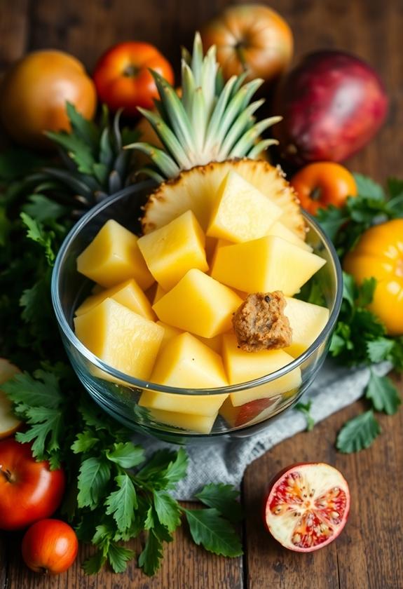 tropical fruit with spiky crown
