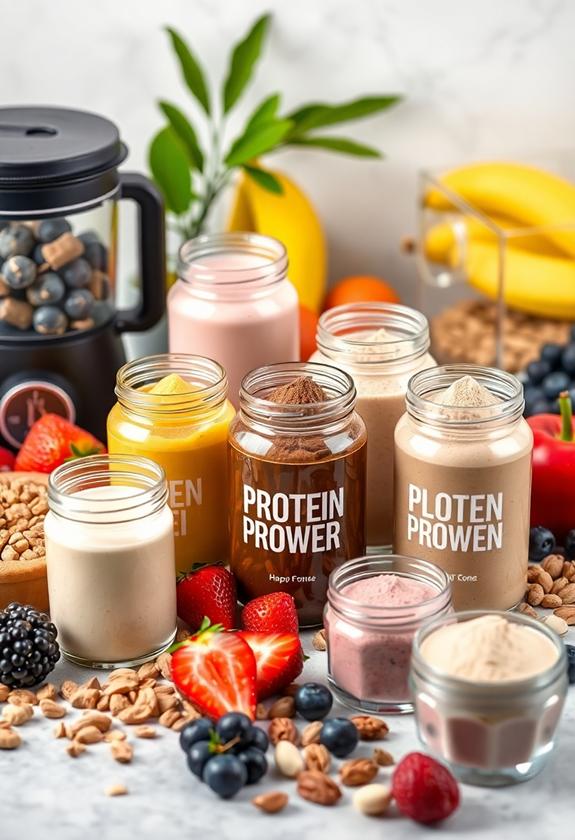 variety of protein powders